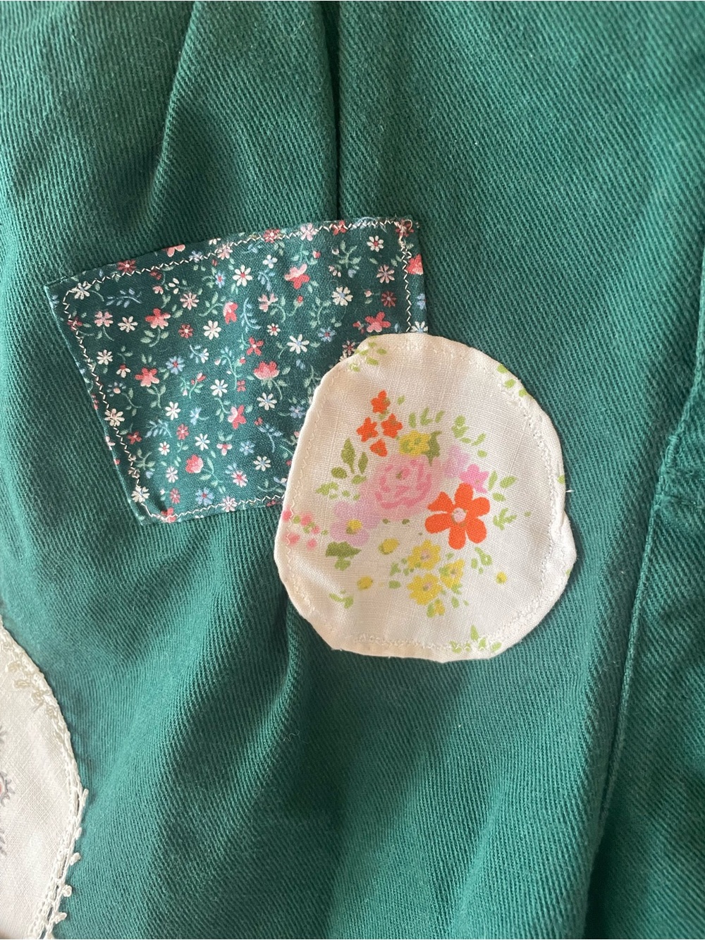 Vintage dark green Jennifer Moore cottagecore patchwork upcycled shorts - Picture 14 of 16